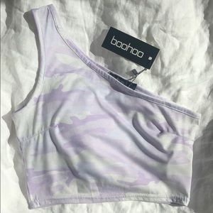 Purple Camo One Shoulder Crop